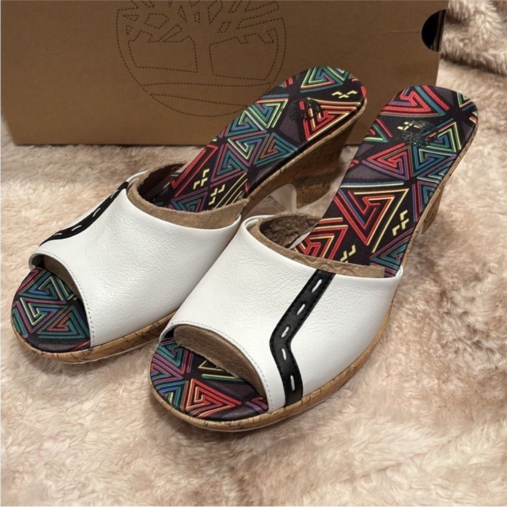 Timberland Blame it on Rio white cork heels size 9.5